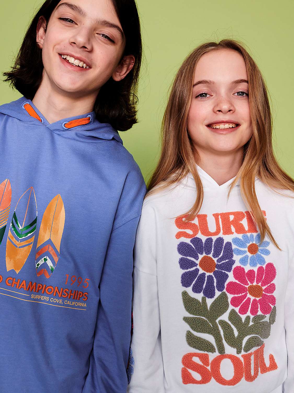 Buy Monsoon Kids' Surf Soul Oversized Hoodie, White/Multi Online at johnlewis.com
