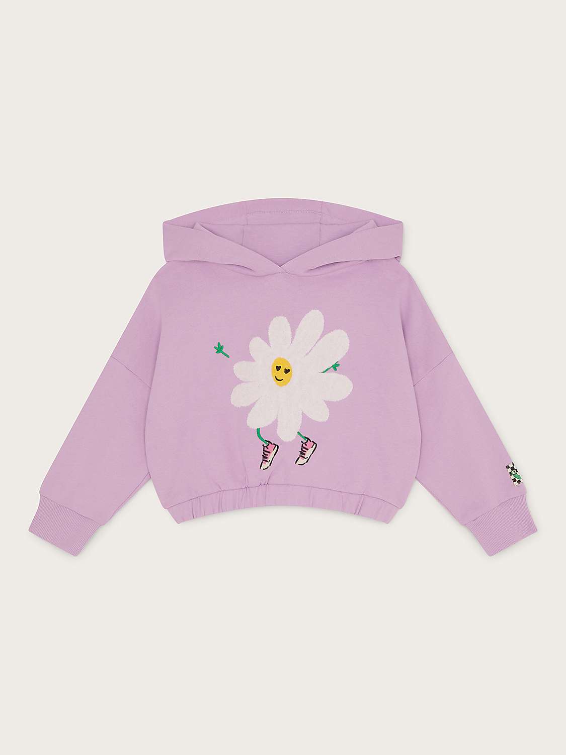Buy Monsoon Kids' Fun Daisy Brushed Back Hooded Sweatshirt, Lilac Online at johnlewis.com
