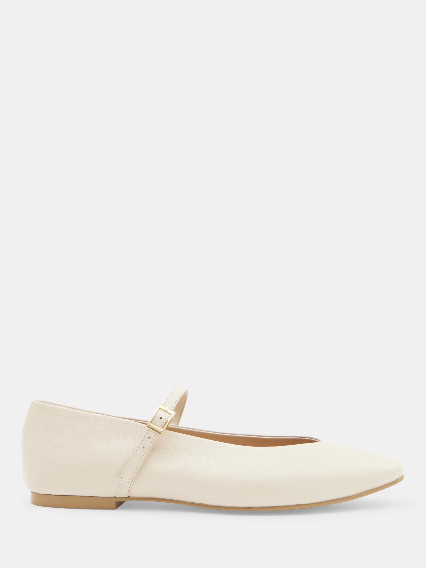 HUSH Maeva Mary Jane Leather Flats, Bone