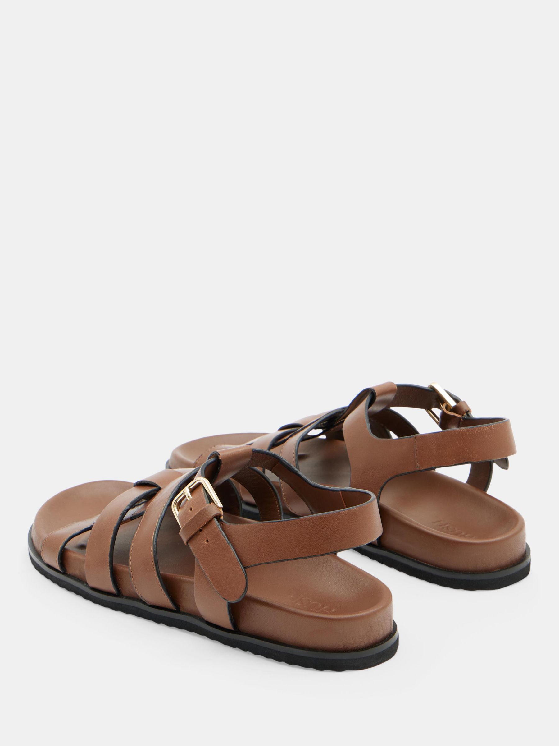 HUSH Rose Leather Cage Footbed Sandals, Tan at John Lewis & Partners