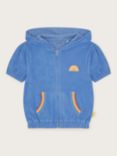 Monsoon Kids' Towelling Zip Up Short Sleeve Hoodie, Blue