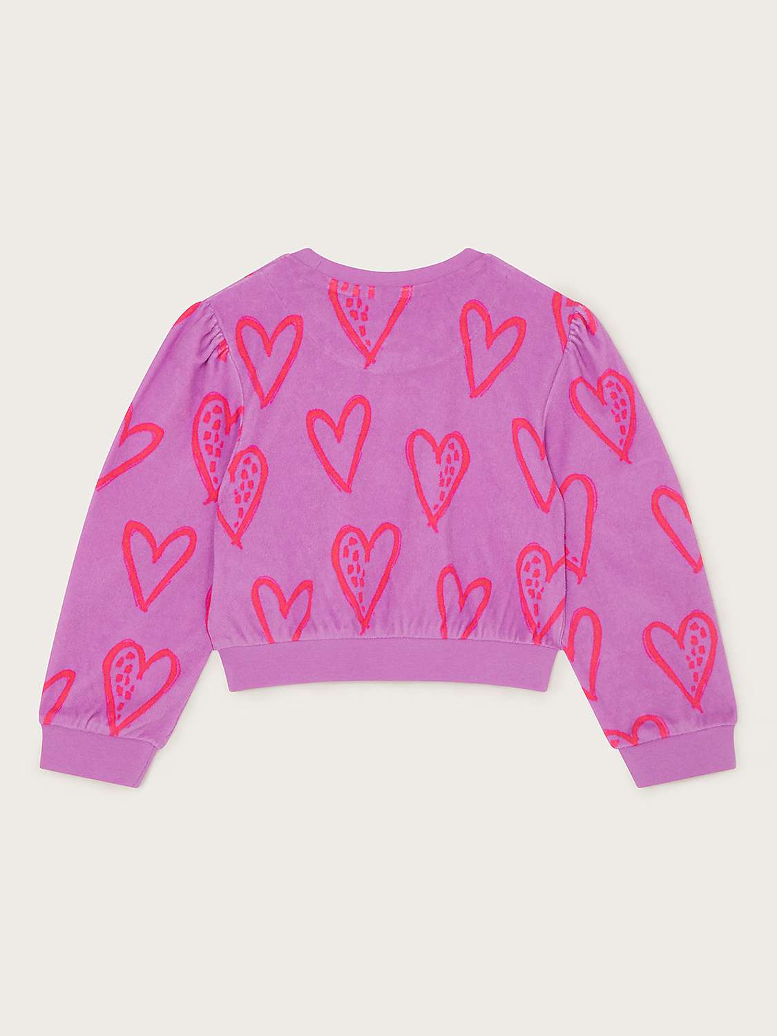 Buy Monsoon Kids' Heart Print Towelling Top, Lilac Online at johnlewis.com