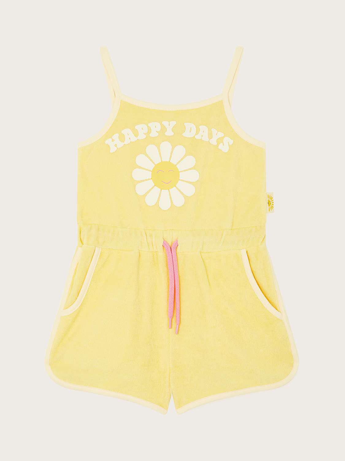 Buy Monsoon Kids' Happy Days Towelling Playsuit, Yellow Online at johnlewis.com