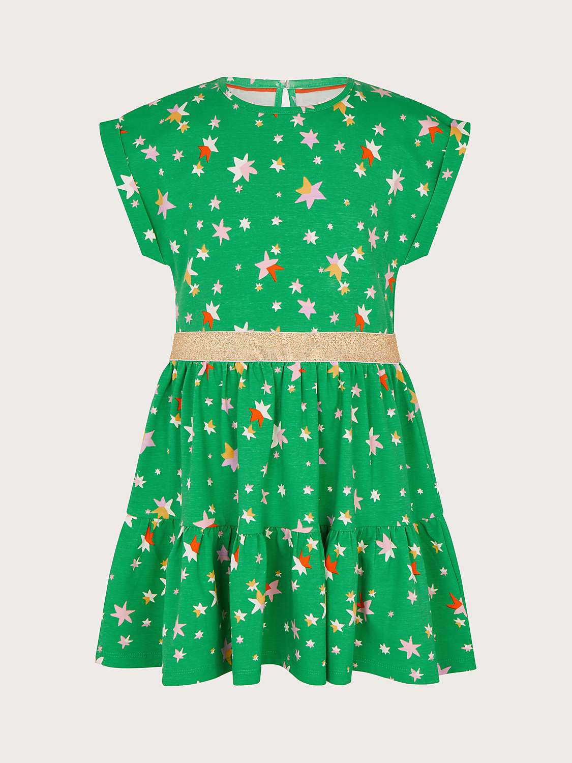Buy Monsoon Kids' Stacey Star Print Jersey Dress, Green Online at johnlewis.com