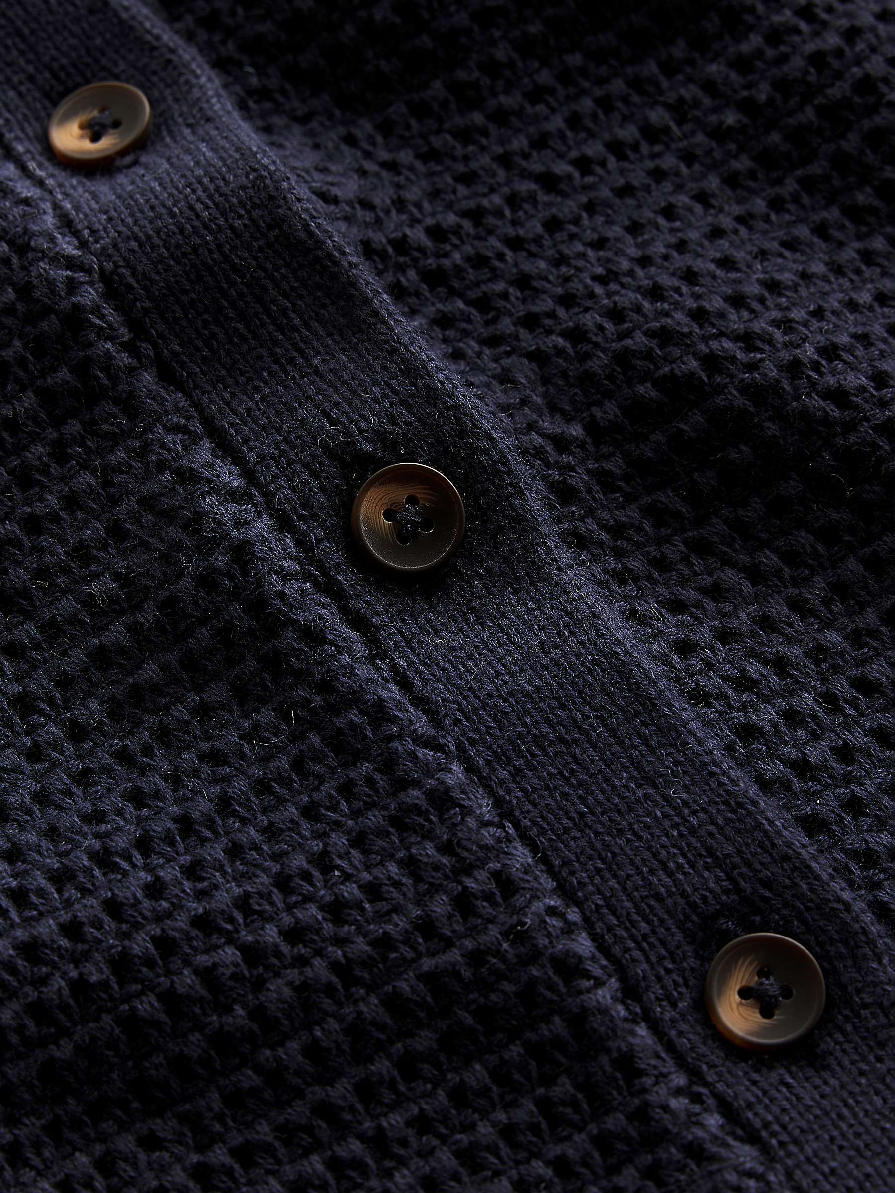 Buy Boden Cotton Textured Scallop Cardigan, Navy Online at johnlewis.com