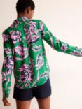Boden Sienna Large Floral Print Linen Shirt, Green/Rose Blush