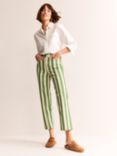 Boden Striped Cotton Straight Jeans, Green/Ivory