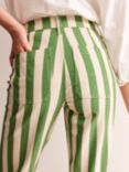 Boden Striped Cotton Straight Jeans, Green/Ivory