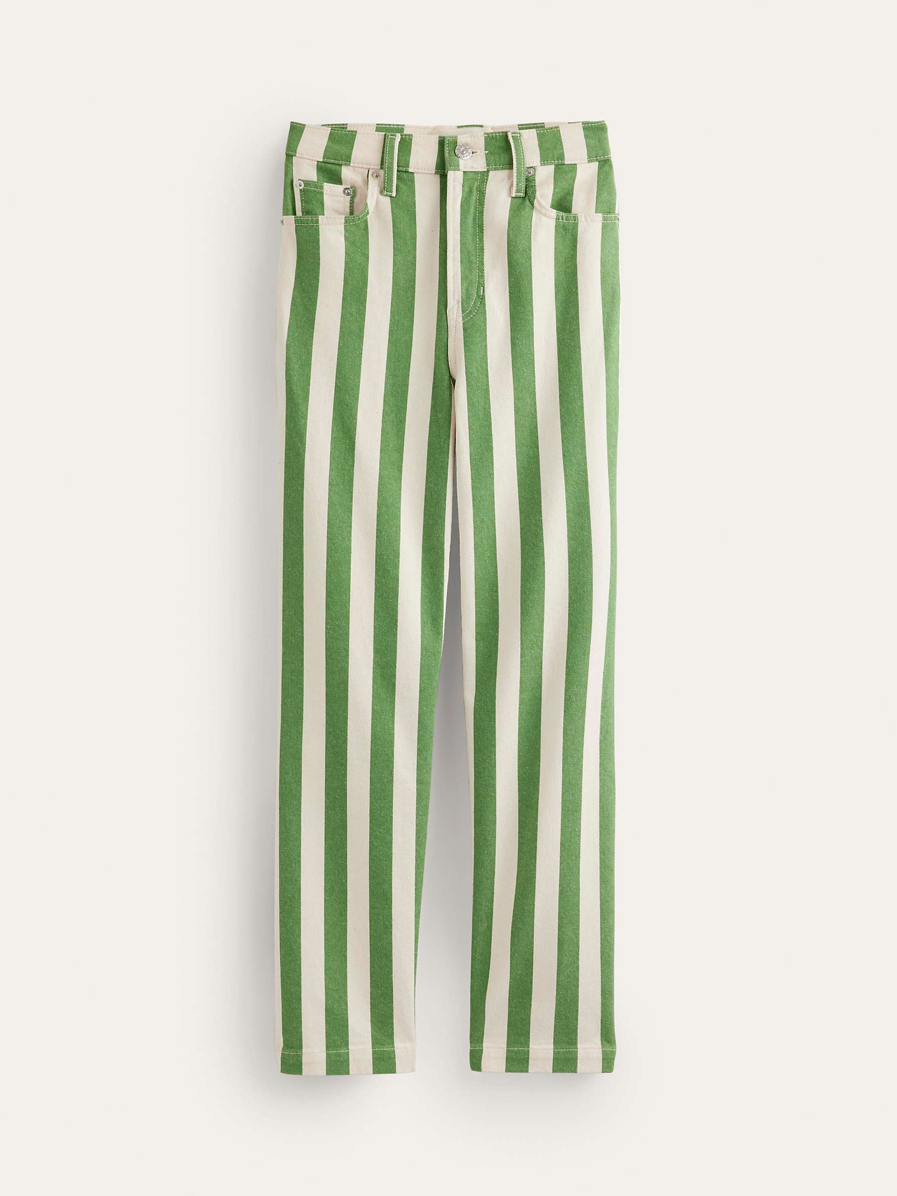Buy Boden Striped Cotton Straight Jeans, Green/Ivory Online at johnlewis.com