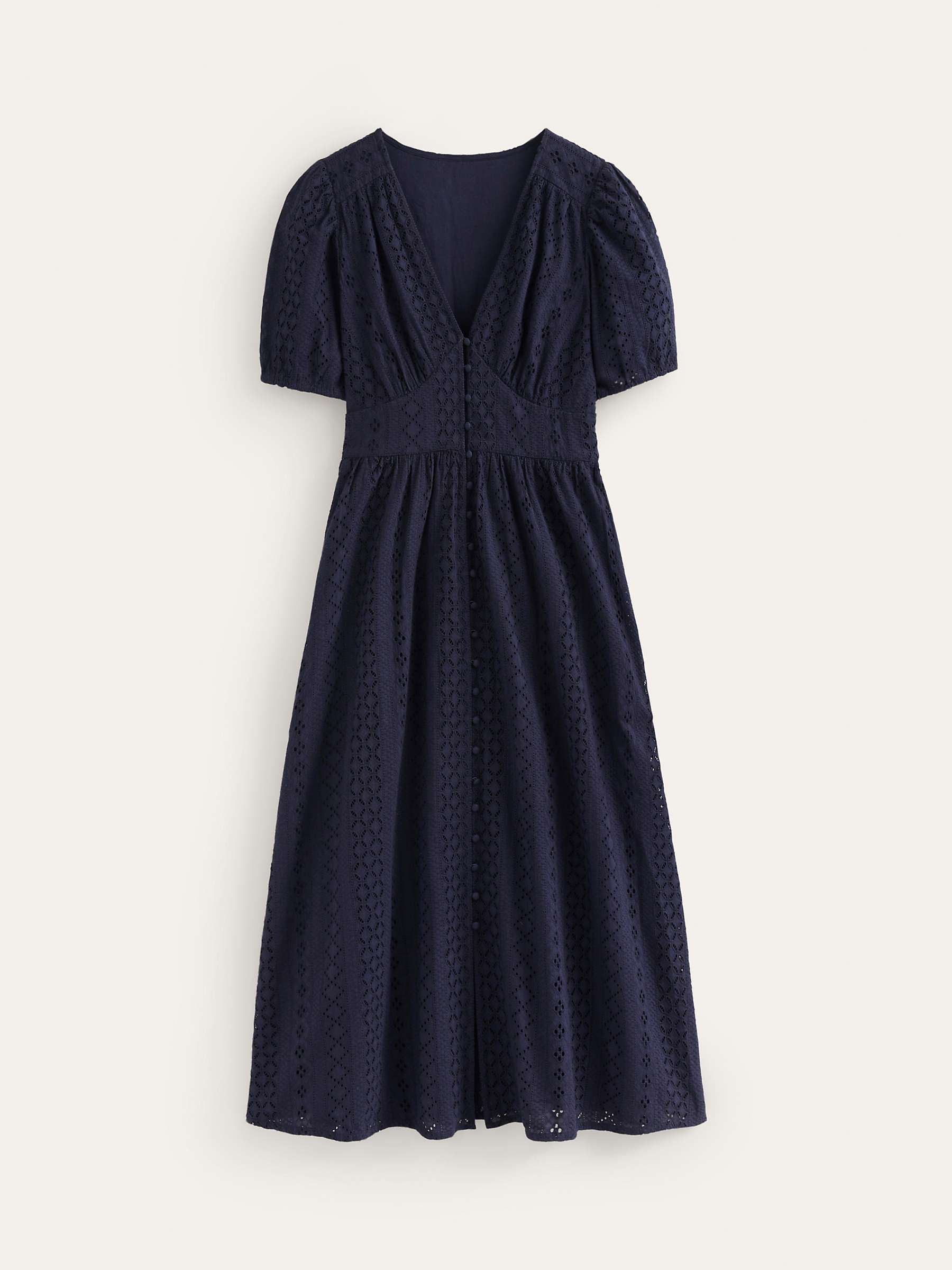 Buy Boden Broderie Midi Tie Cotton Dress, Navy Online at johnlewis.com