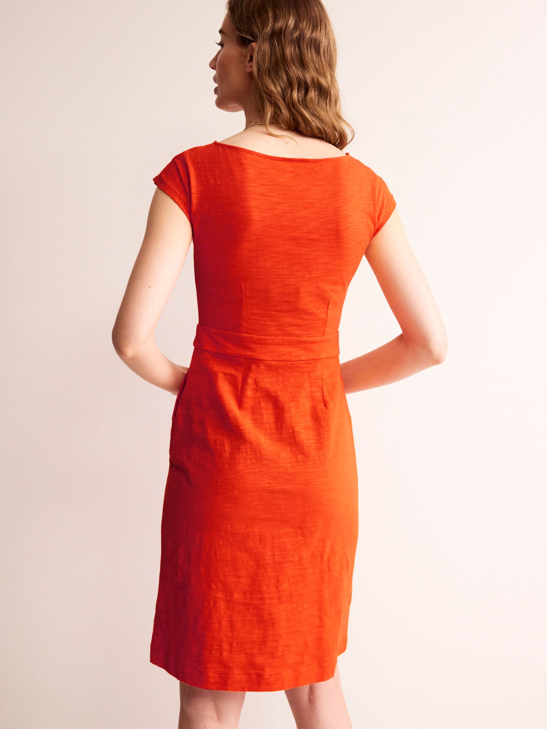 Boden Florrie Broderie Jersey Dress, Mandarin Orange, 8