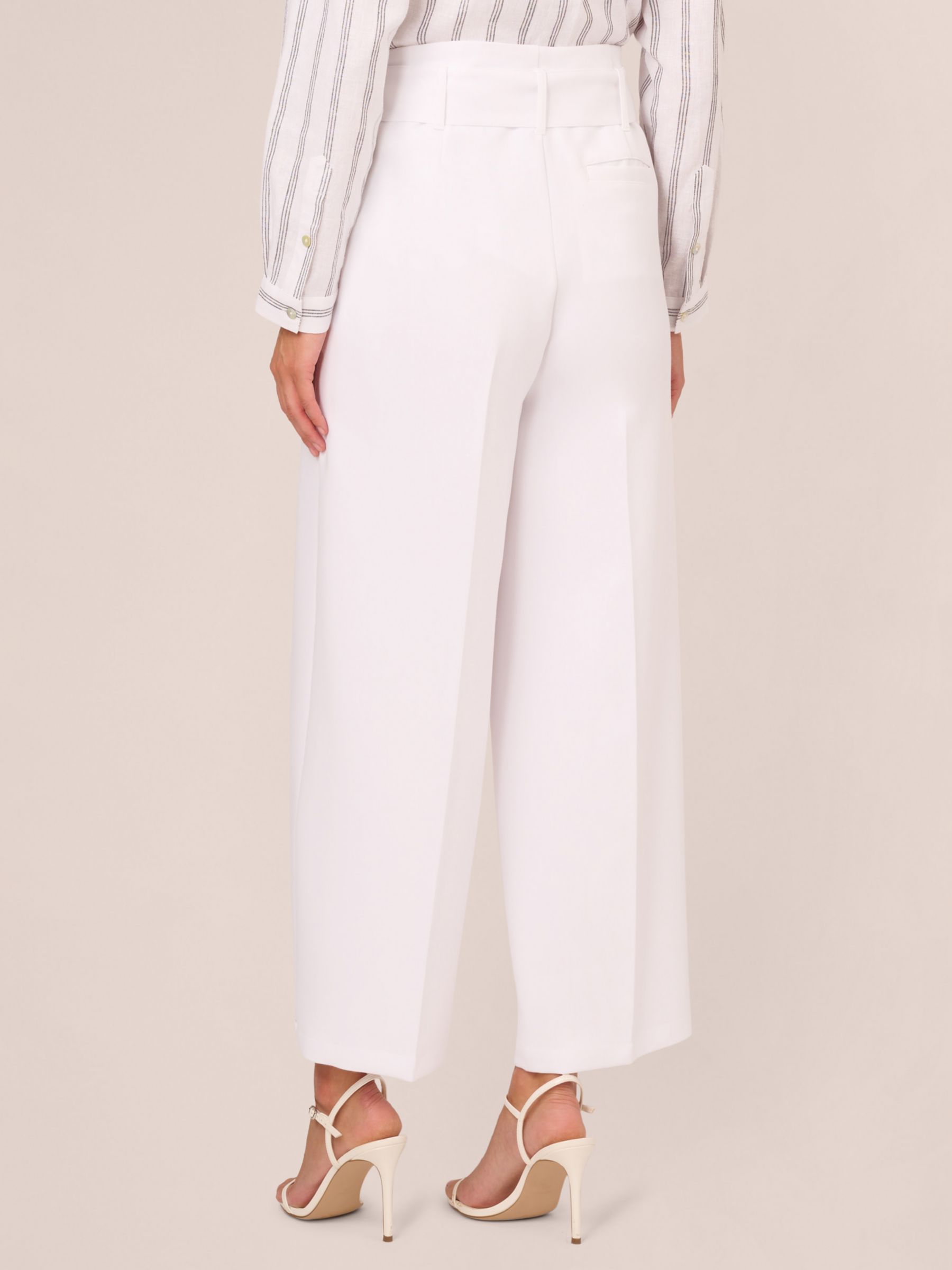 Adrianna Papell Belted Wide Leg Trousers, White, 18