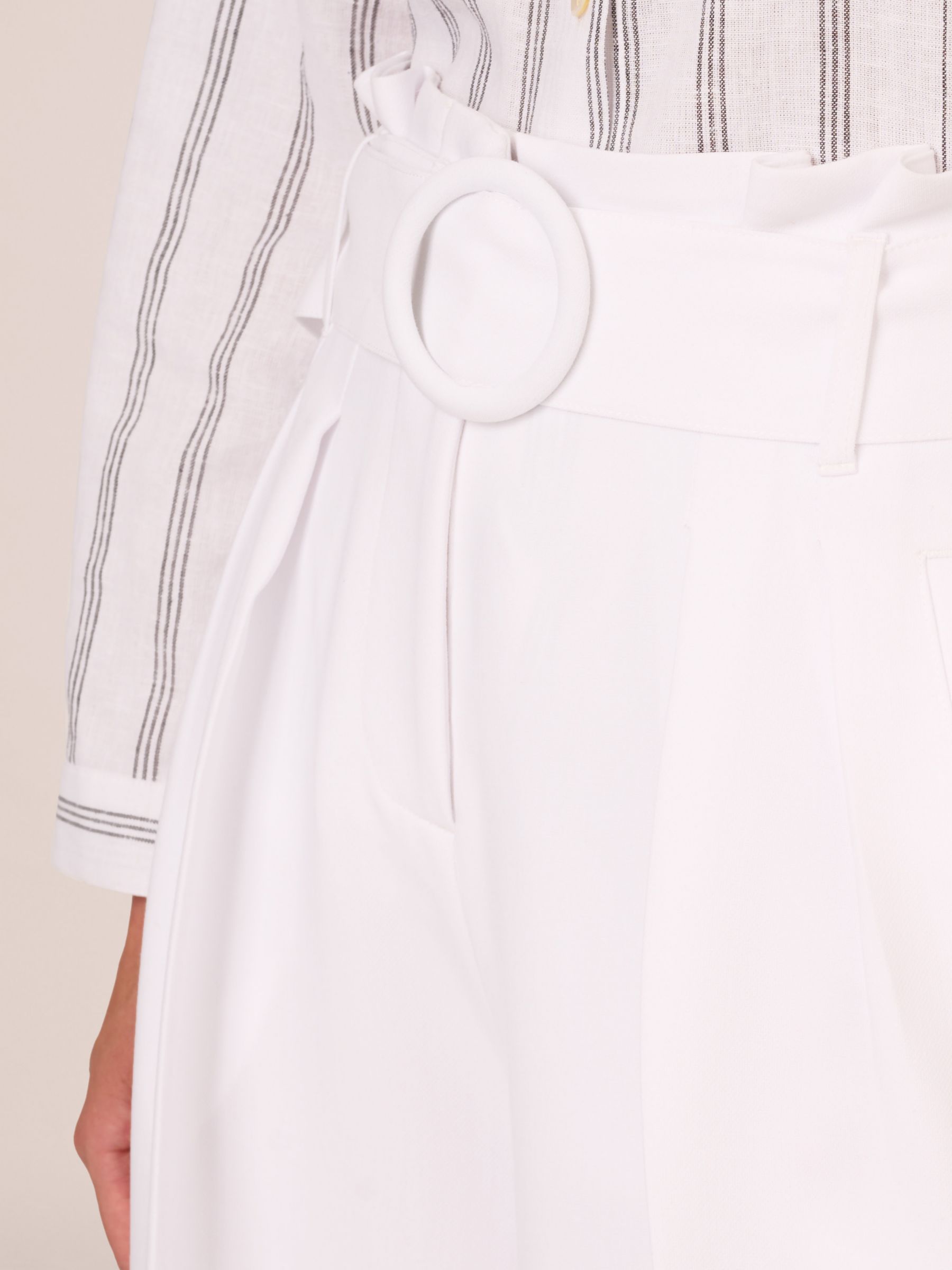 Buy Adrianna Papell Belted Wide Leg Trousers, White Online at johnlewis.com