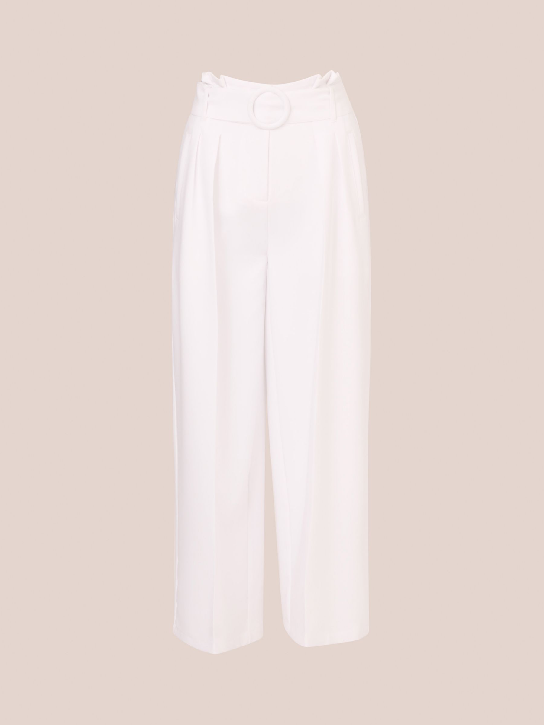Buy Adrianna Papell Belted Wide Leg Trousers, White Online at johnlewis.com
