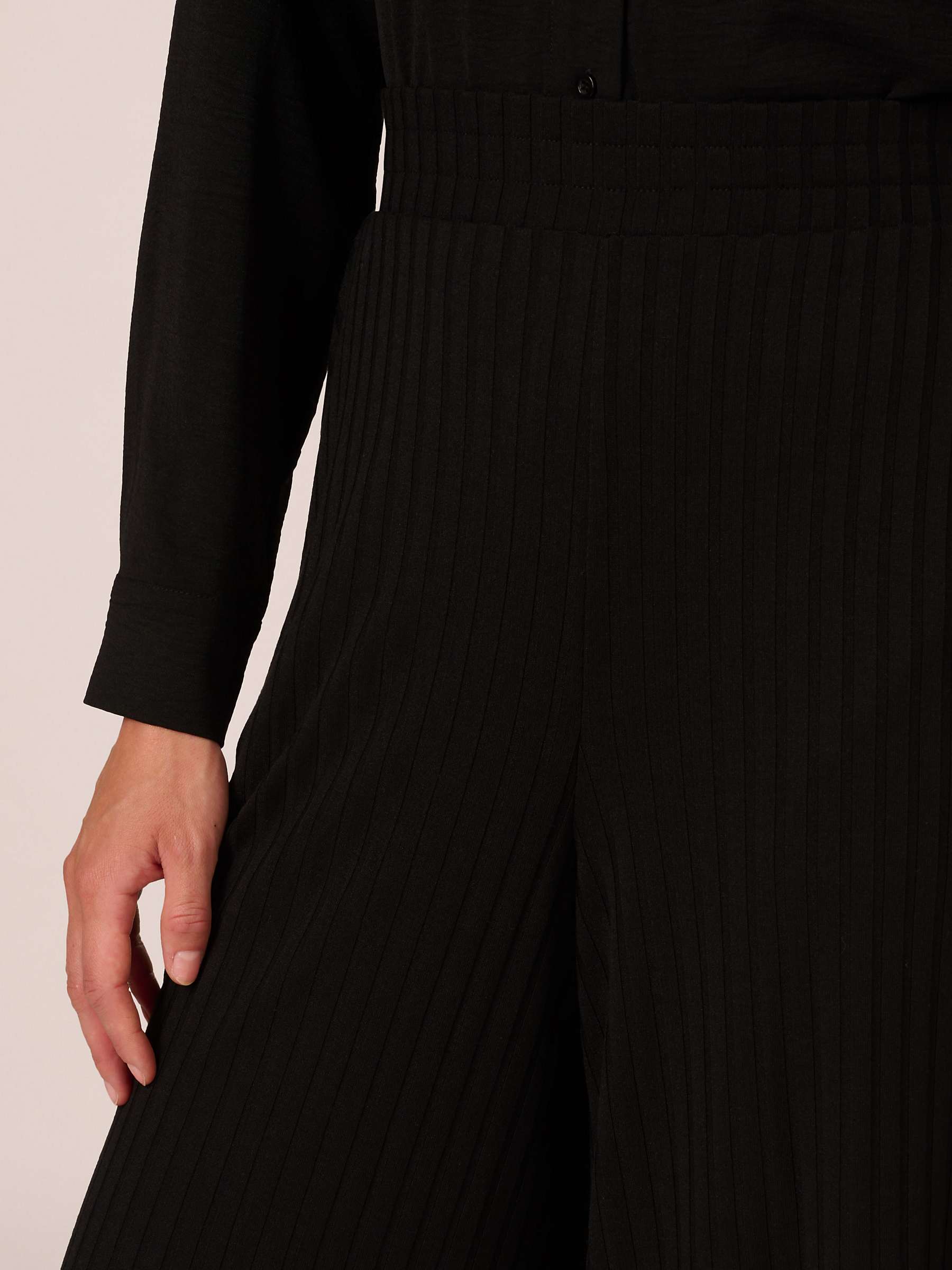 Buy Adrianna Papell Ribbed Pull On Wide Leg Knit Trousers, Black Online at johnlewis.com