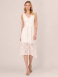 Adrianna Papell Lace Midi Flounce Dress, Ivory