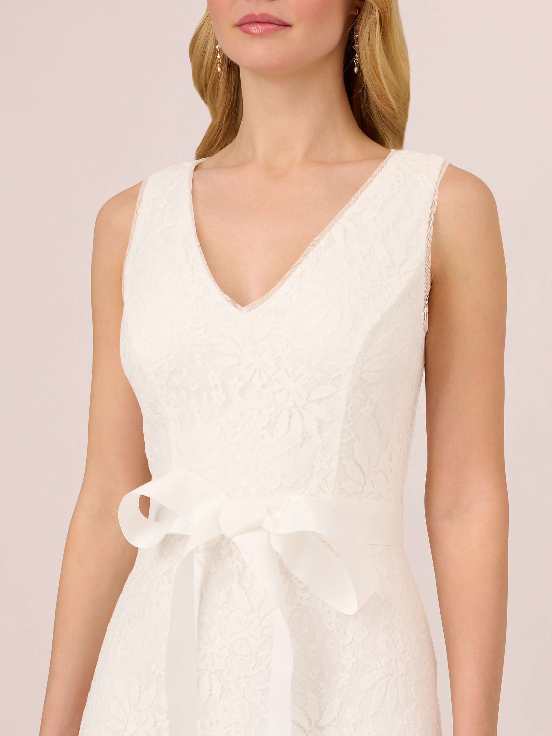 Buy Adrianna Papell Lace Midi Flounce Dress, Ivory Online at johnlewis.com