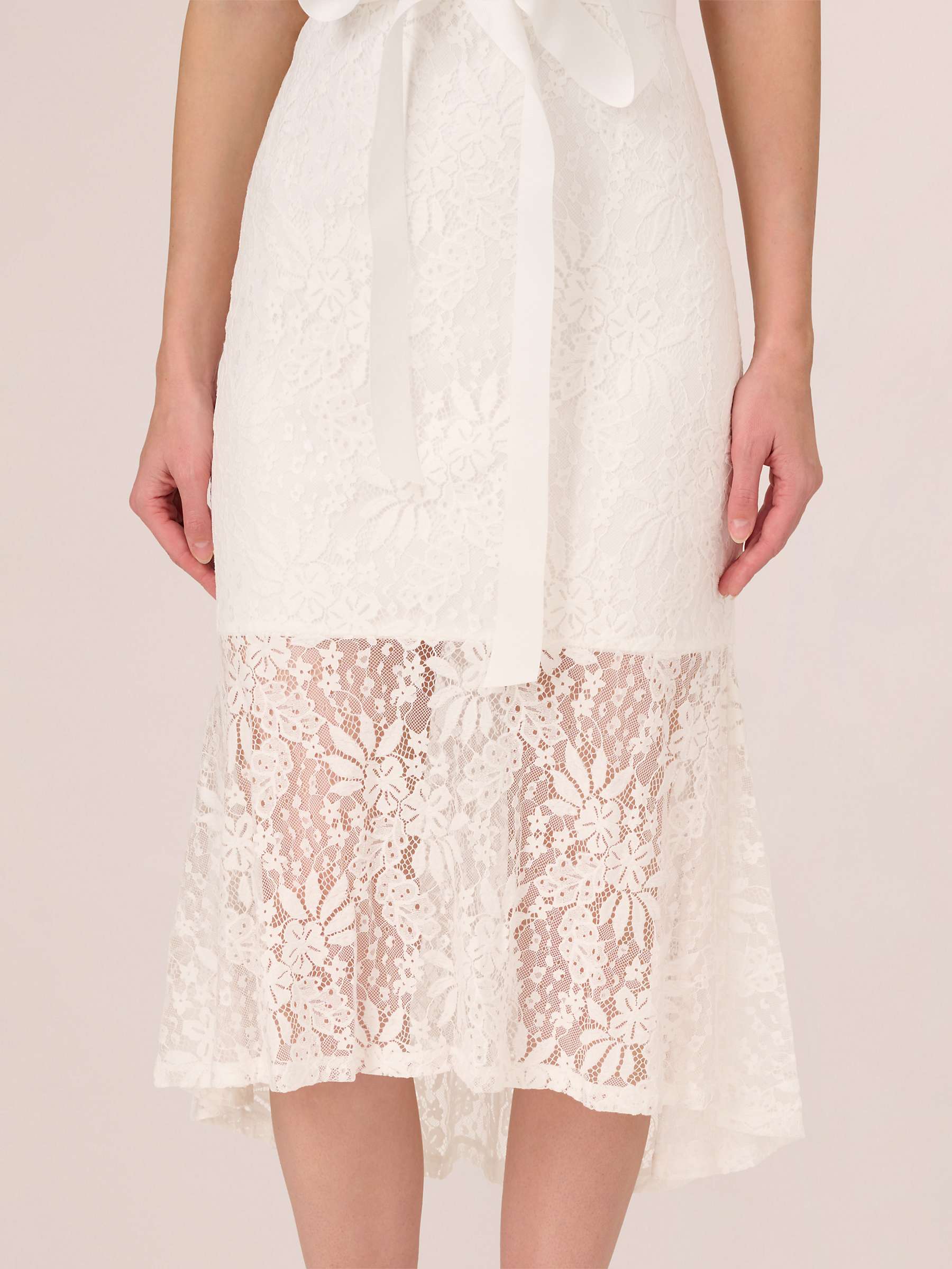 Buy Adrianna Papell Lace Midi Flounce Dress, Ivory Online at johnlewis.com