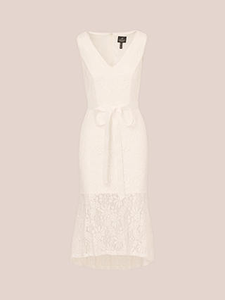 Adrianna Papell Lace Midi Flounce Dress, Ivory