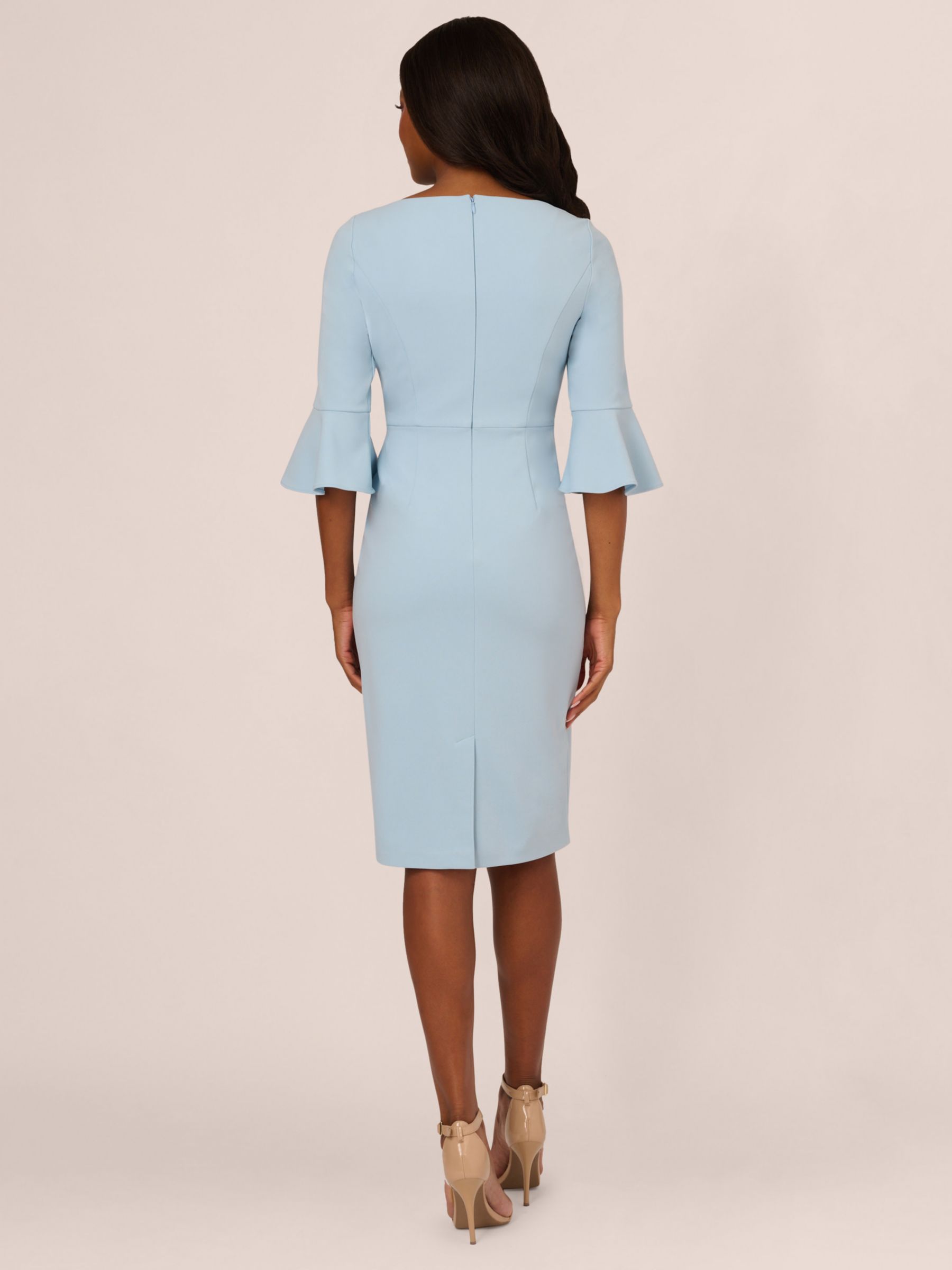 Adrianna Papell Bell Sleeve Tie Front Midi Dress Blue Mist