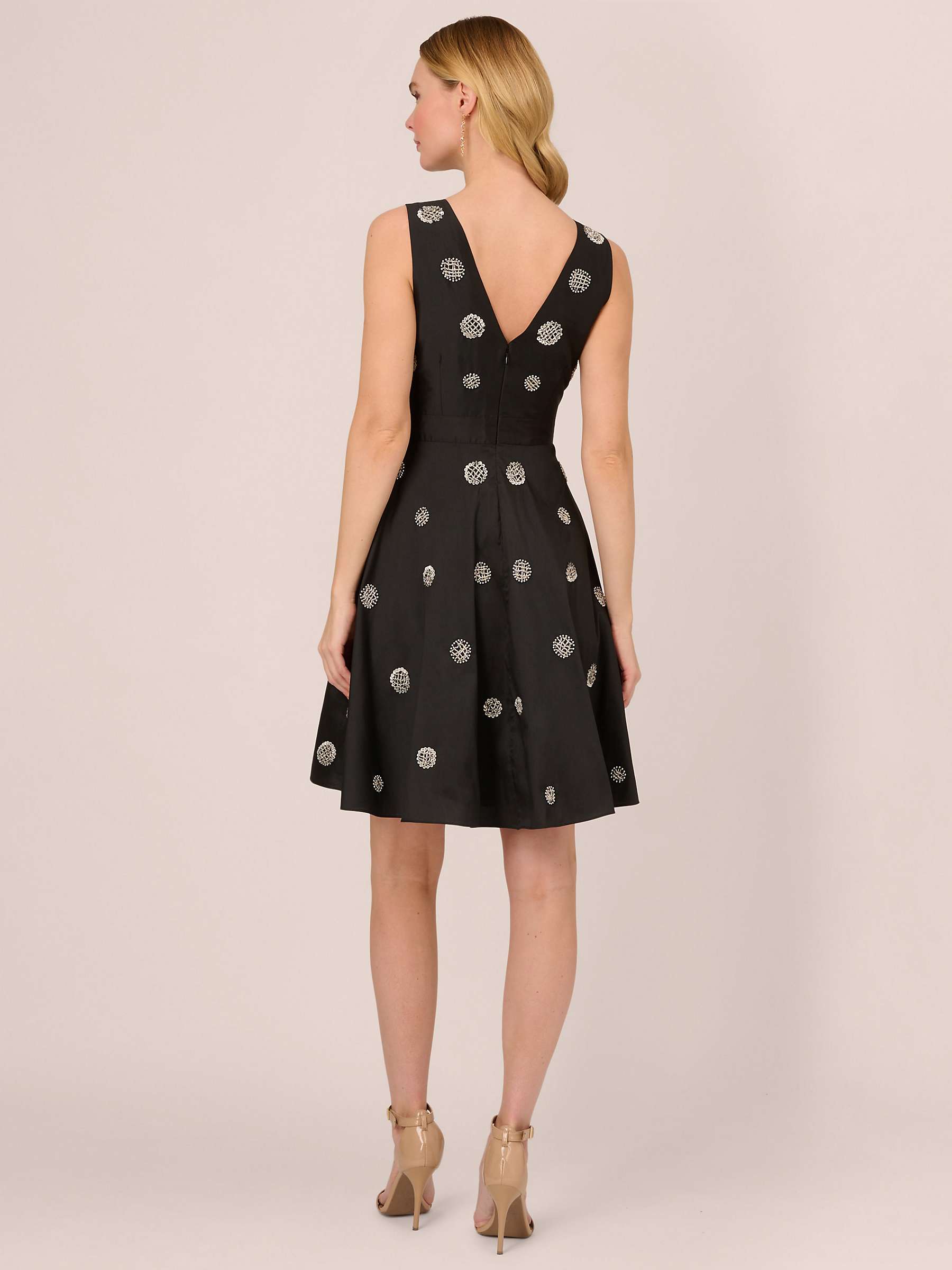 Buy Adrianna Papell Beaded Taffeta Fit And Flare Mini Dress, Black Online at johnlewis.com