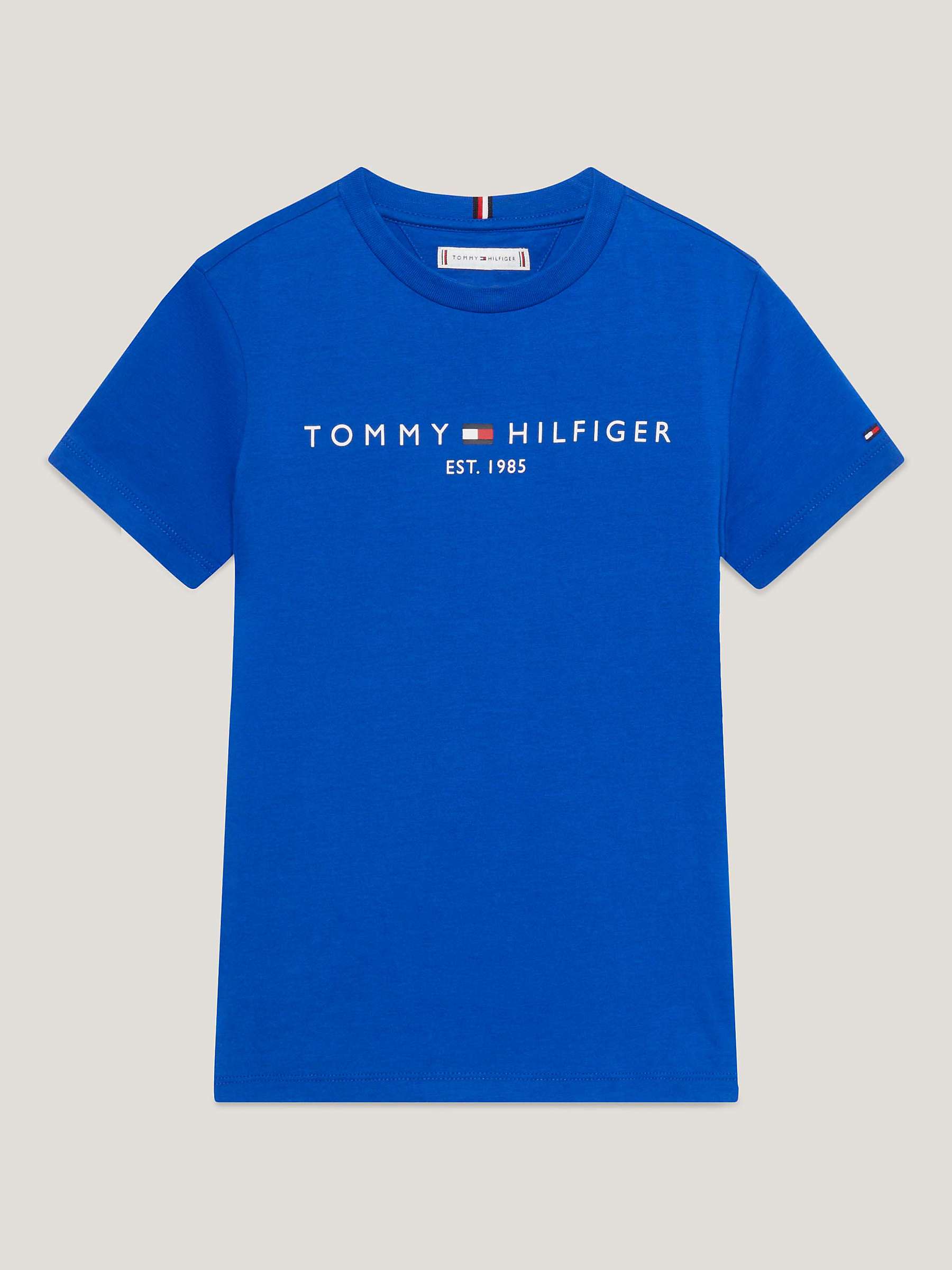 Buy Tommy Hilfiger Kids' Essential Cotton Logo T-Shirt, Ultra Blue Online at johnlewis.com