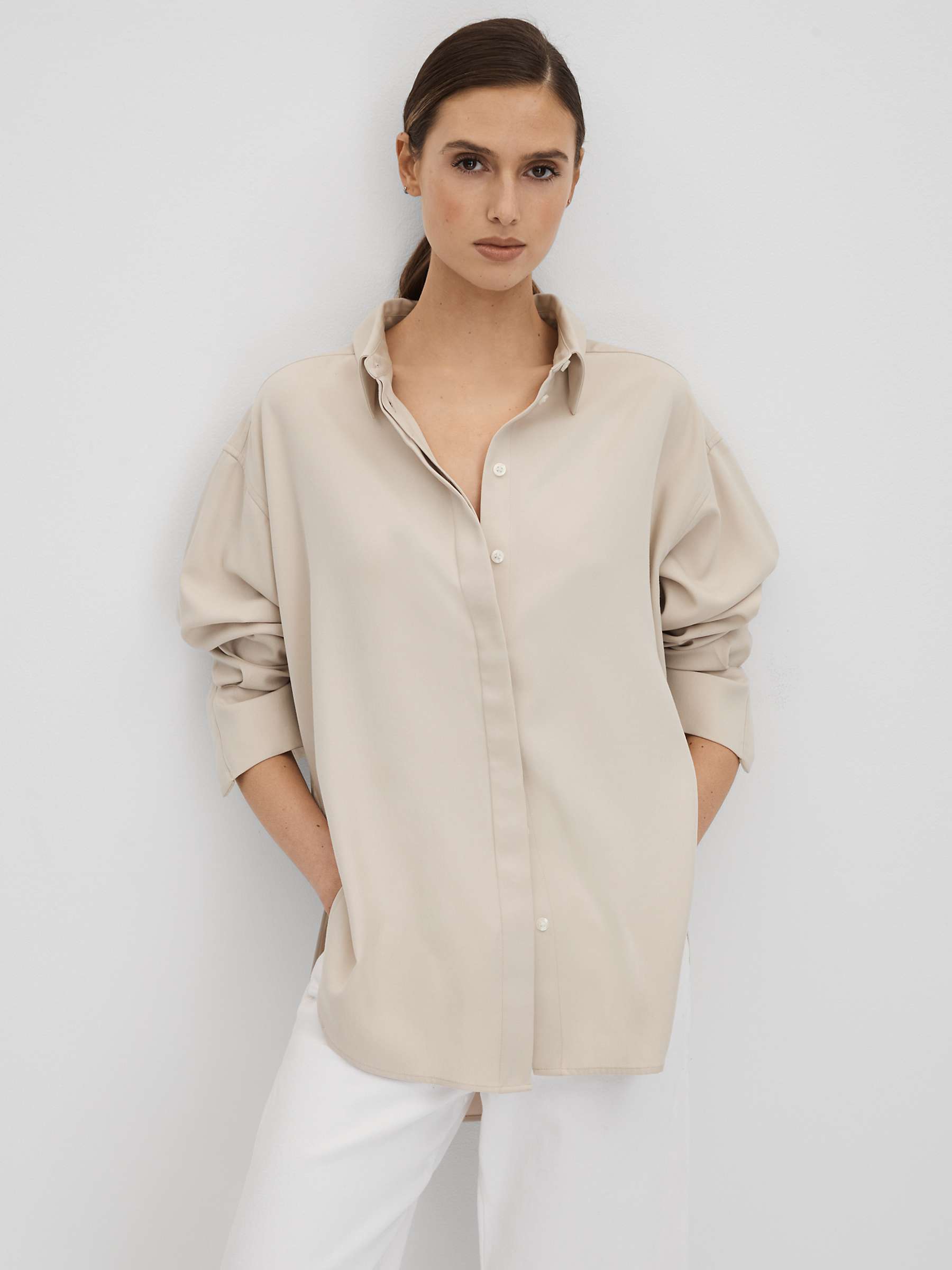 Buy Reiss Danielle Relaxed Fit Shirt, Stone Online at johnlewis.com
