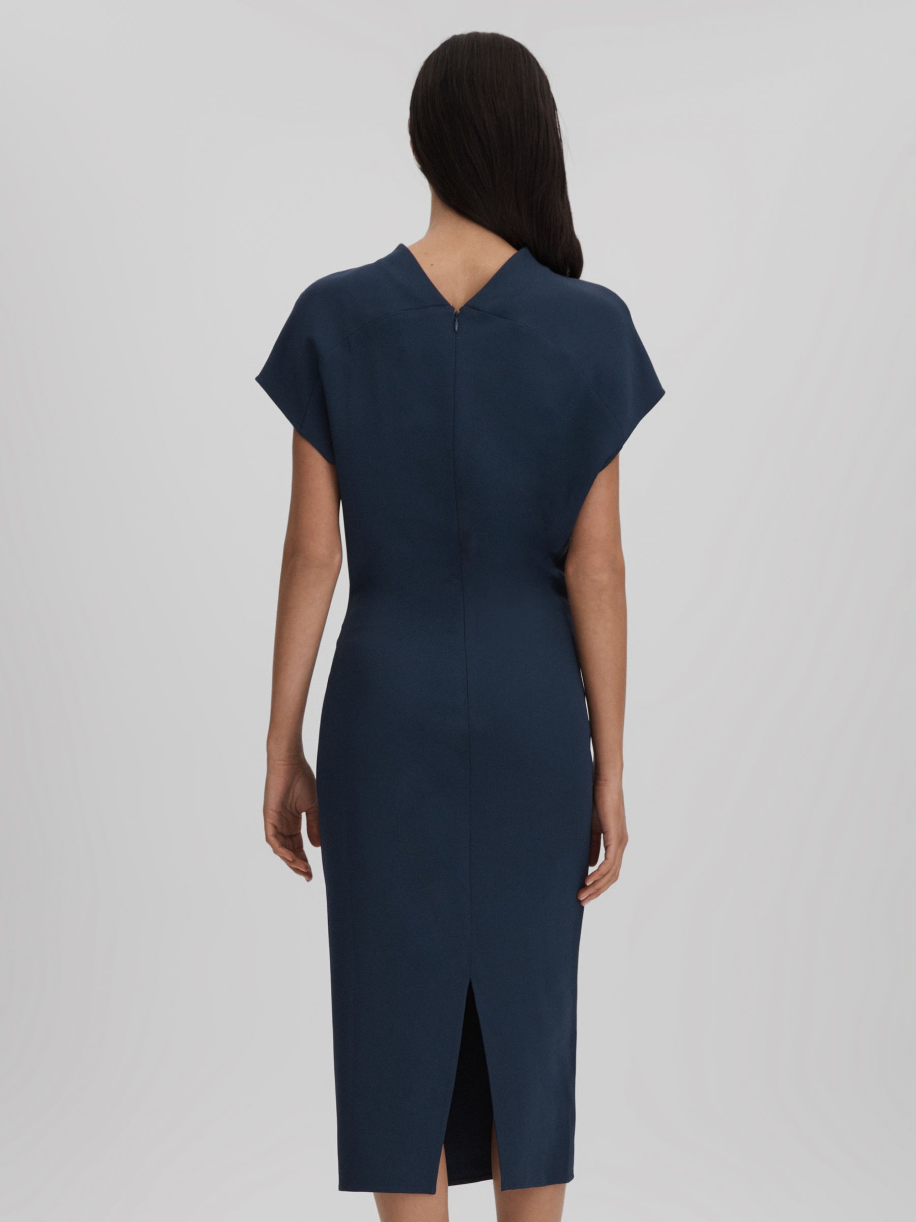 Buy Reiss Tasha Ruched Bodycon Midi Dress, Navy Online at johnlewis.com