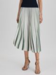 Reiss Saige Striped Pleated Midi Skirt, Cream/Multi