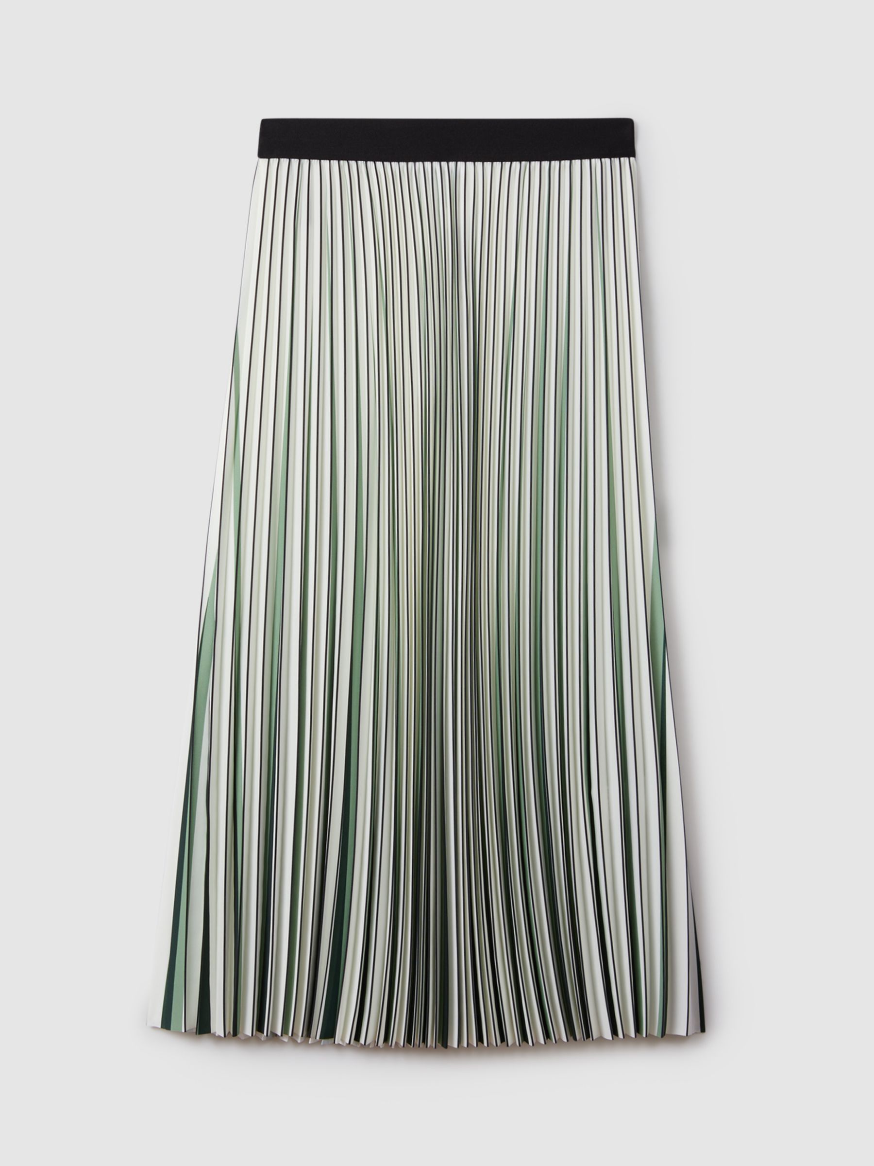 Reiss Saige Striped Pleated Midi Skirt, Cream/Multi, 16