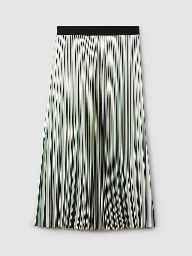 Reiss Saige Striped Pleated Midi Skirt, Cream/Multi