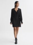 Reiss Erin Split Detail Mini Skirt, Black, Black