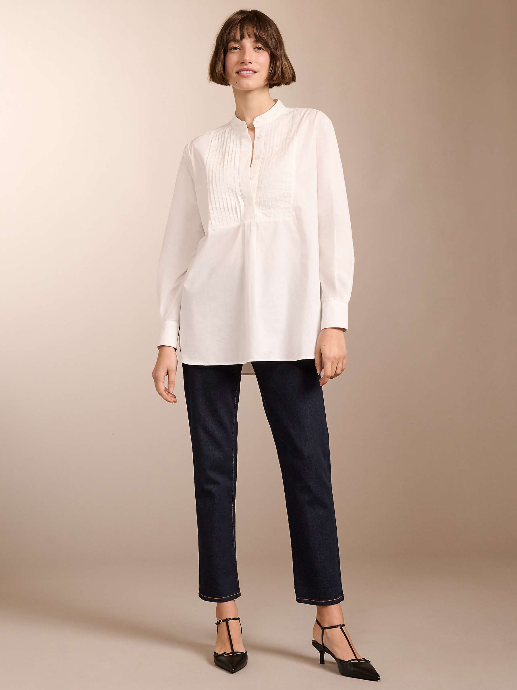 Buy Baukjen Tess Pleated Yoke Organic Cotton Shirt, Pure White Online at johnlewis.com