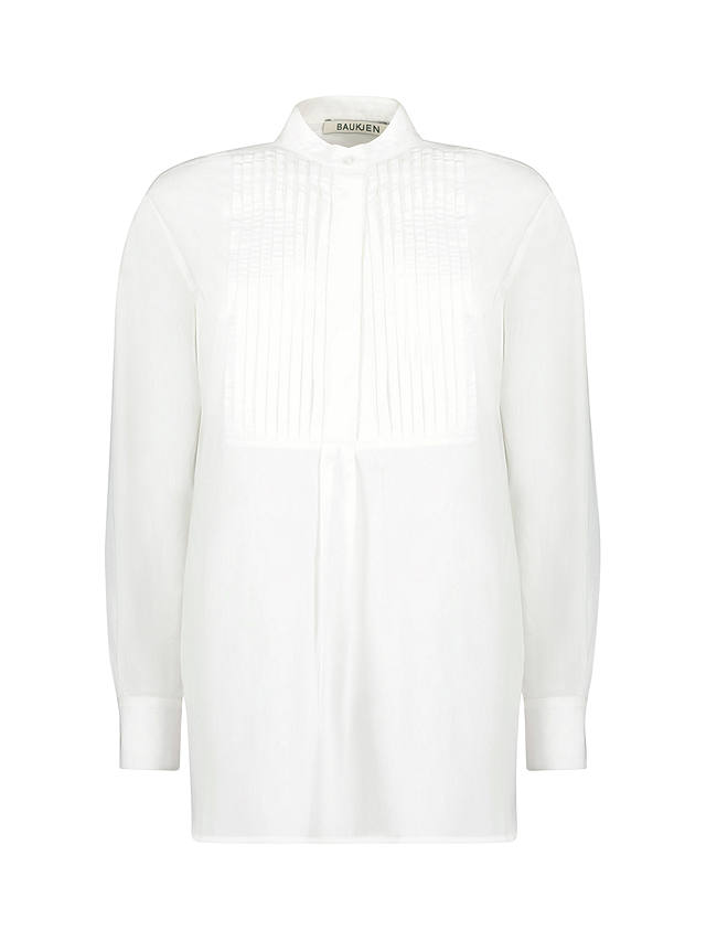 Baukjen Tess Pleated Yoke Organic Cotton Shirt, Pure White