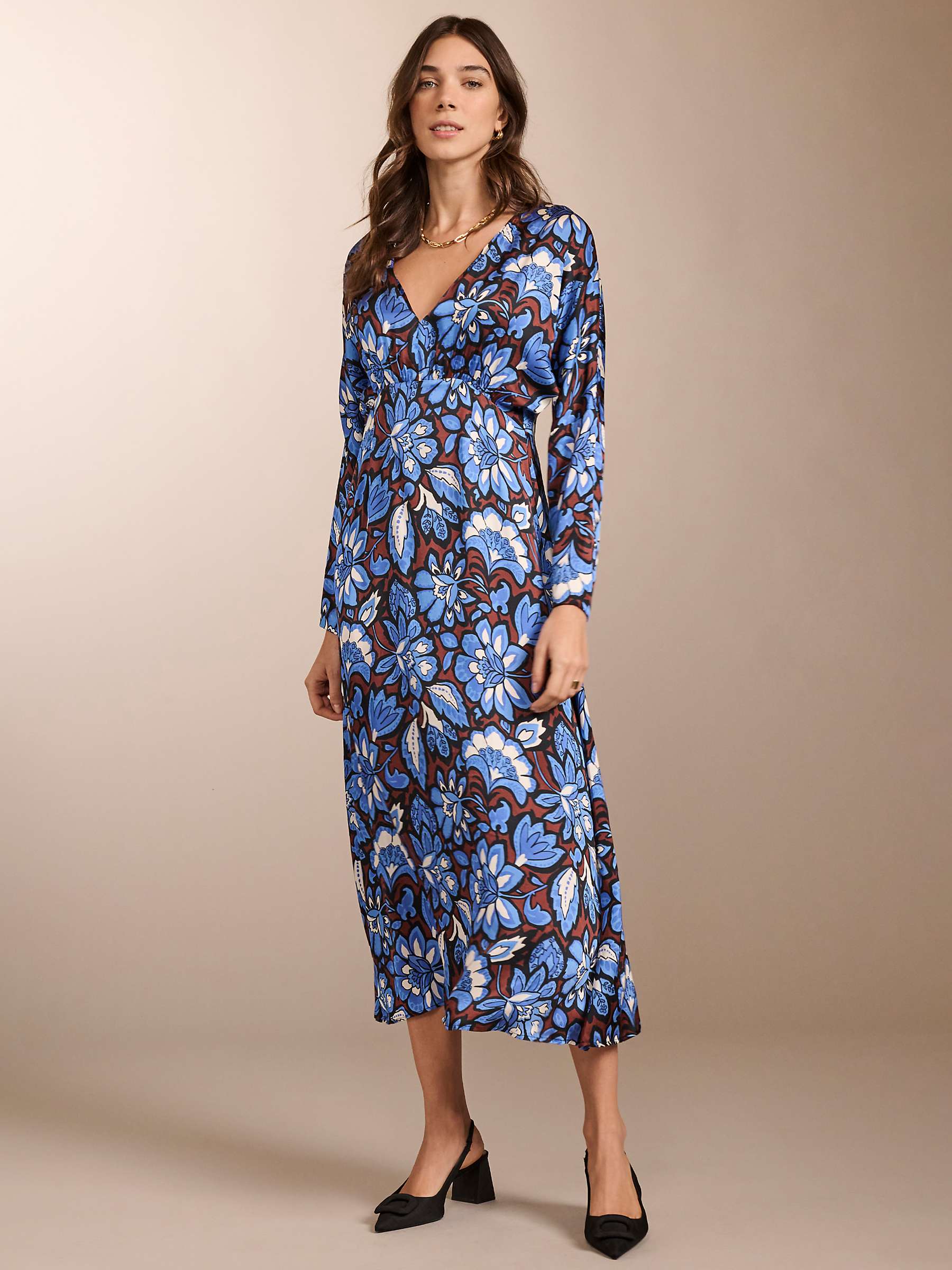 Buy Baukjen Arabella Statement Floral Print Midi Dress, Blue/Multi Online at johnlewis.com
