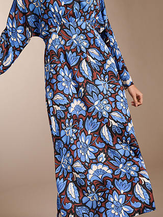 Baukjen Arabella Statement Floral Print Midi Dress, Blue/Multi