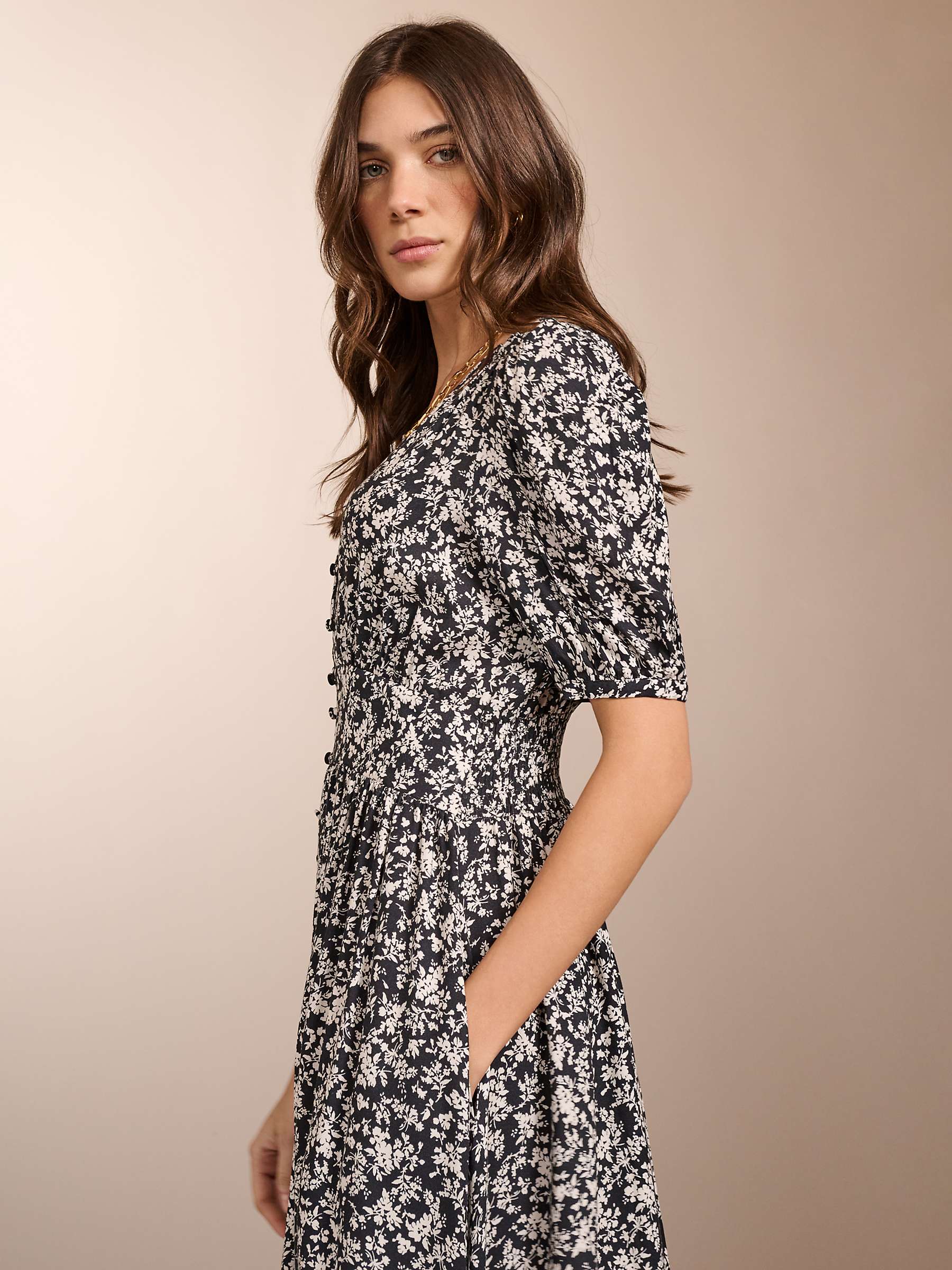 Buy Baukjen Holly Ditsy Floral Midi Dress, Black/White Online at johnlewis.com