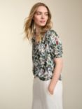 Baukjen Maria Abstract Print Ruffle Collar Blouse, Green Marble