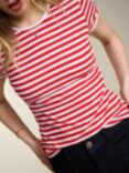 Baukjen Essentials Slim Fit Stripe T-Shirt, Crimson/Pure White