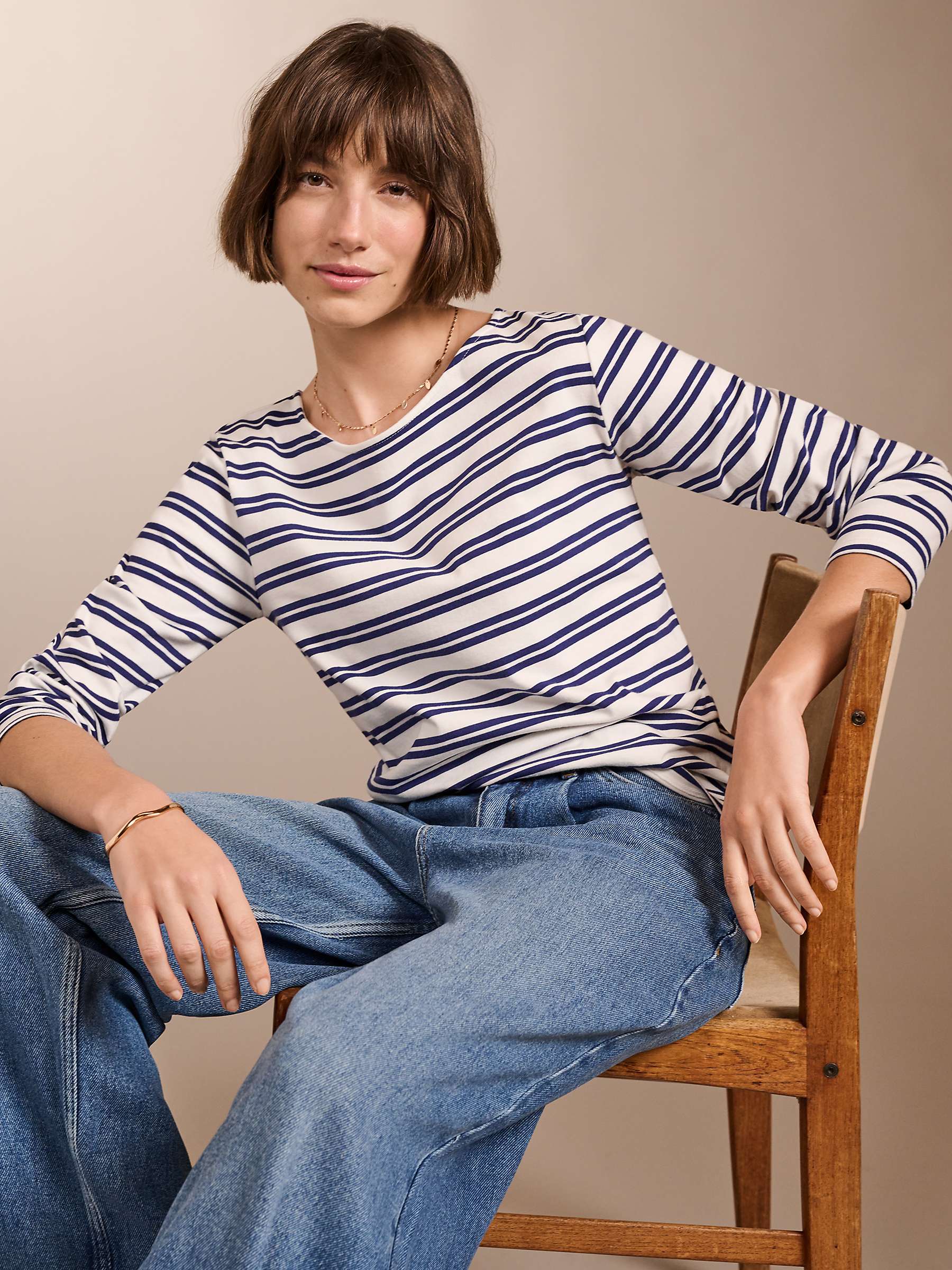 Buy Baukjen Mary Kate Stripe Organic Cotton Top, Soft White/Navy Online at johnlewis.com