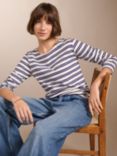 Baukjen Mary Kate Stripe Organic Cotton Top, Soft White/Navy