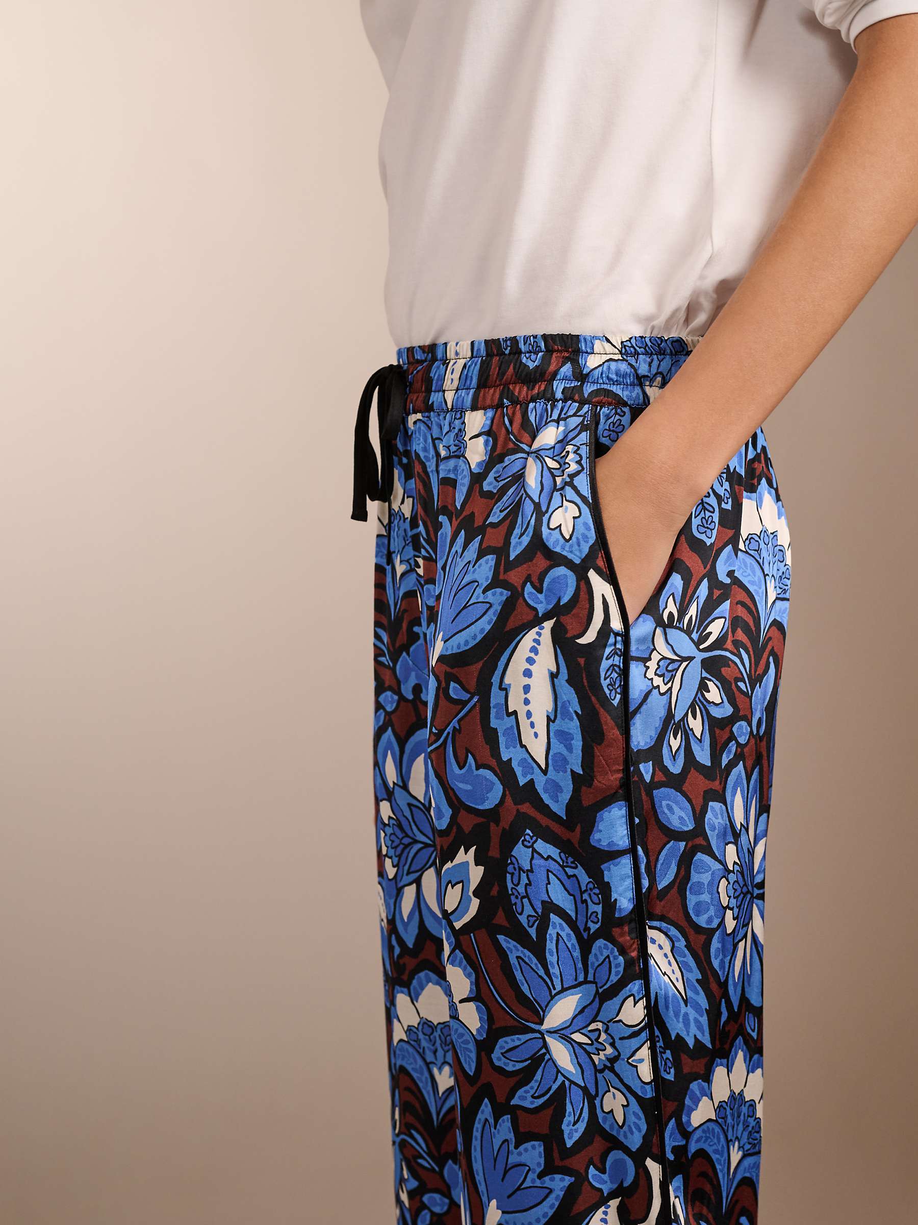 Buy Baukjen Mandy Floral Print Wide Leg Trousers, Blue/Multi Online at johnlewis.com