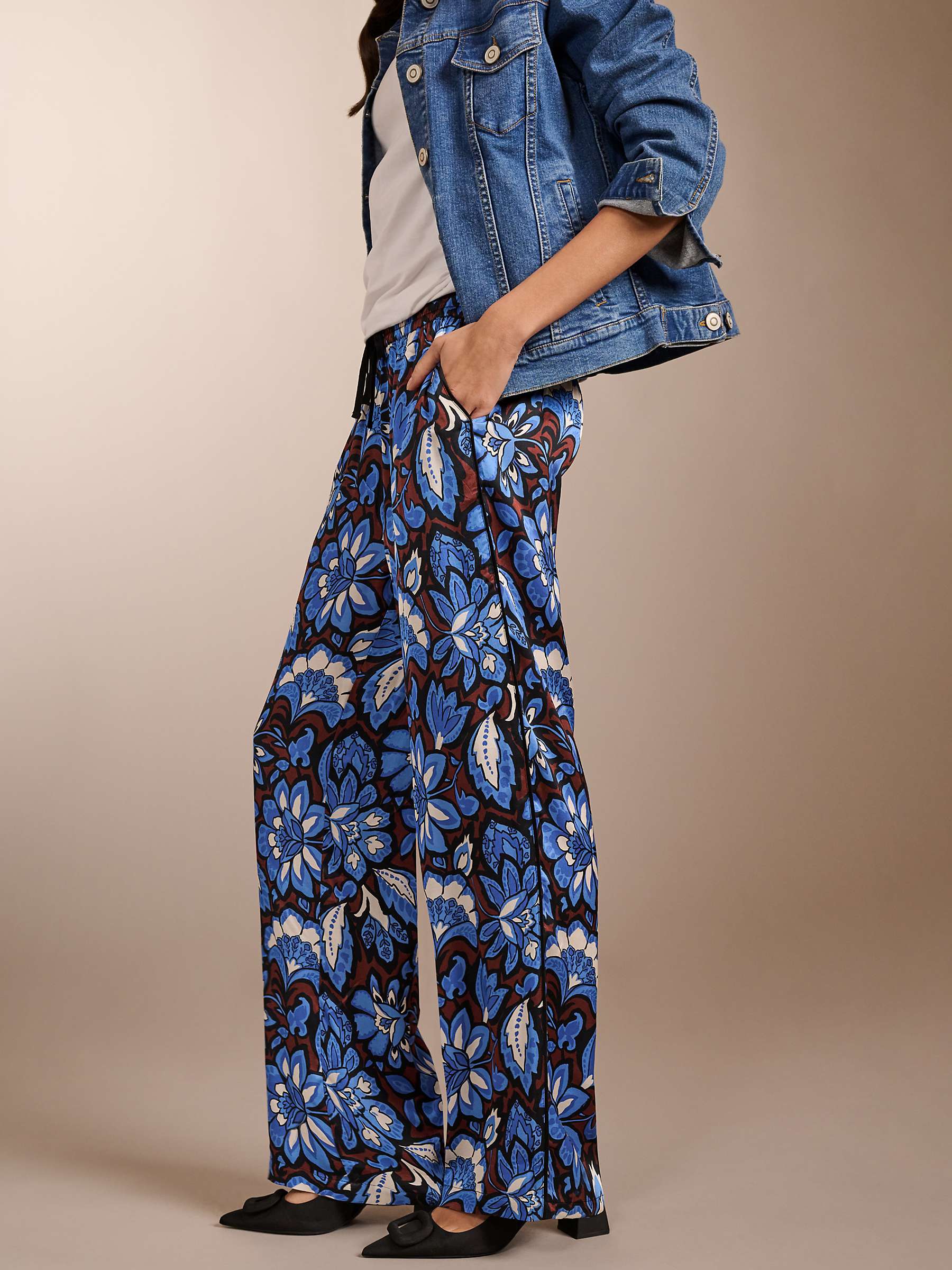 Buy Baukjen Mandy Floral Print Wide Leg Trousers, Blue/Multi Online at johnlewis.com
