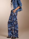 Baukjen Mandy Floral Print Wide Leg Trousers, Blue/Multi