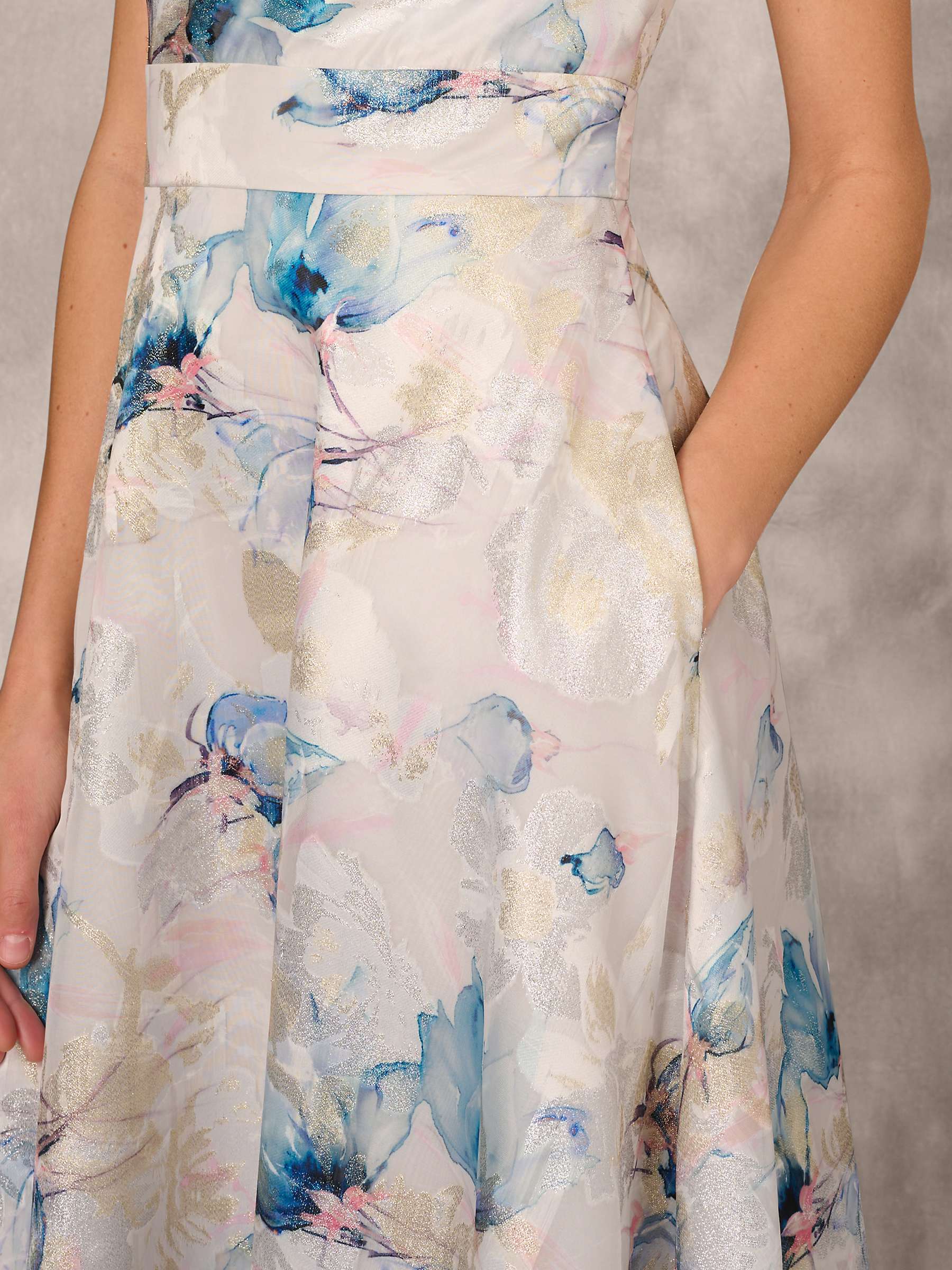 Buy Aidan Mattox by Adrianna Papell Jacquard Maxi Dress, Blue/Multi Online at johnlewis.com