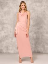 Aidan Mattox by Adrianna Papell Crepe Back Satin Dress Champagne Rose