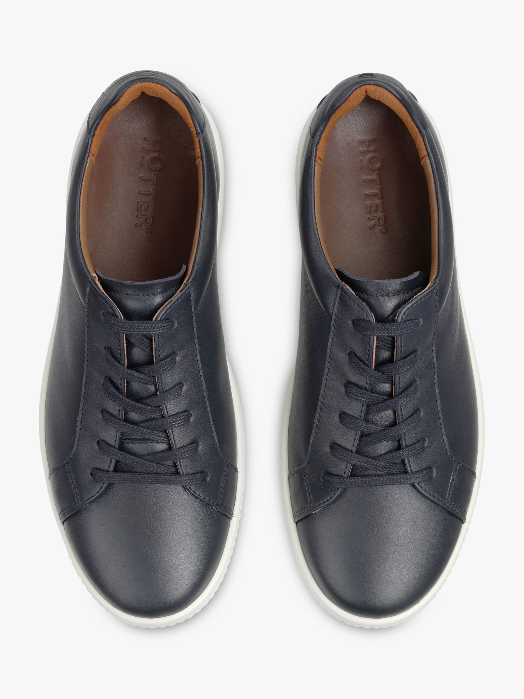 Hotter Oliver Classic Leather Trainers, Navy, 8.5