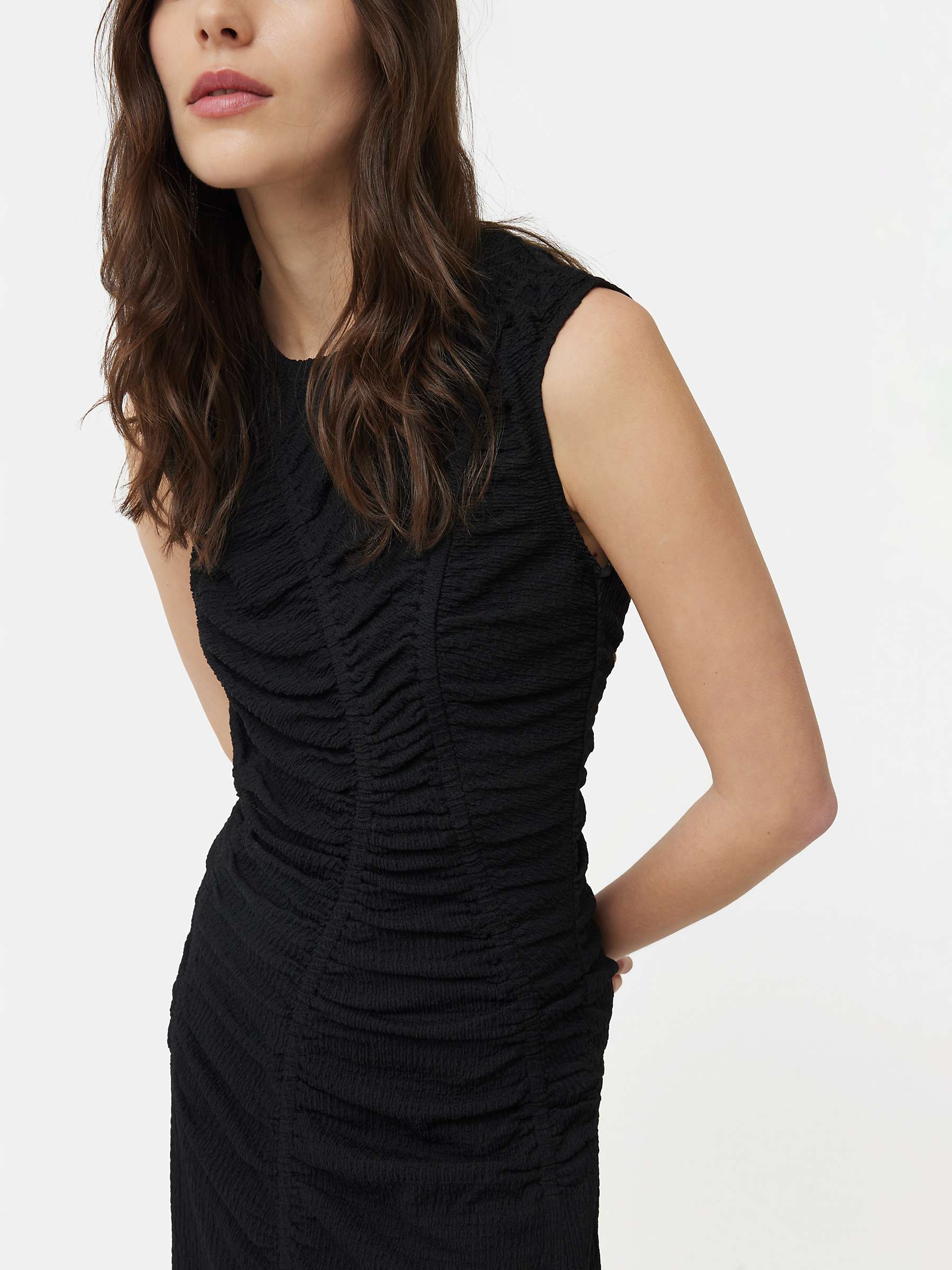 Buy Jigsaw Ruched Channel Jersey Midi Dress, Black Online at johnlewis.com