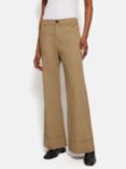 Jigsaw Cotton Drill Turn-Up Trousers, Stone