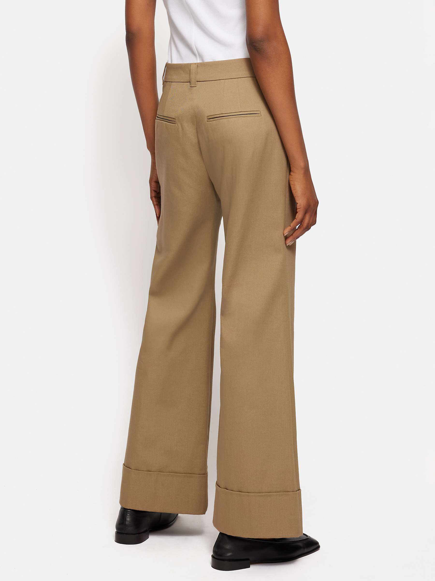 Buy Jigsaw Cotton Drill Turn-Up Trousers, Stone Online at johnlewis.com
